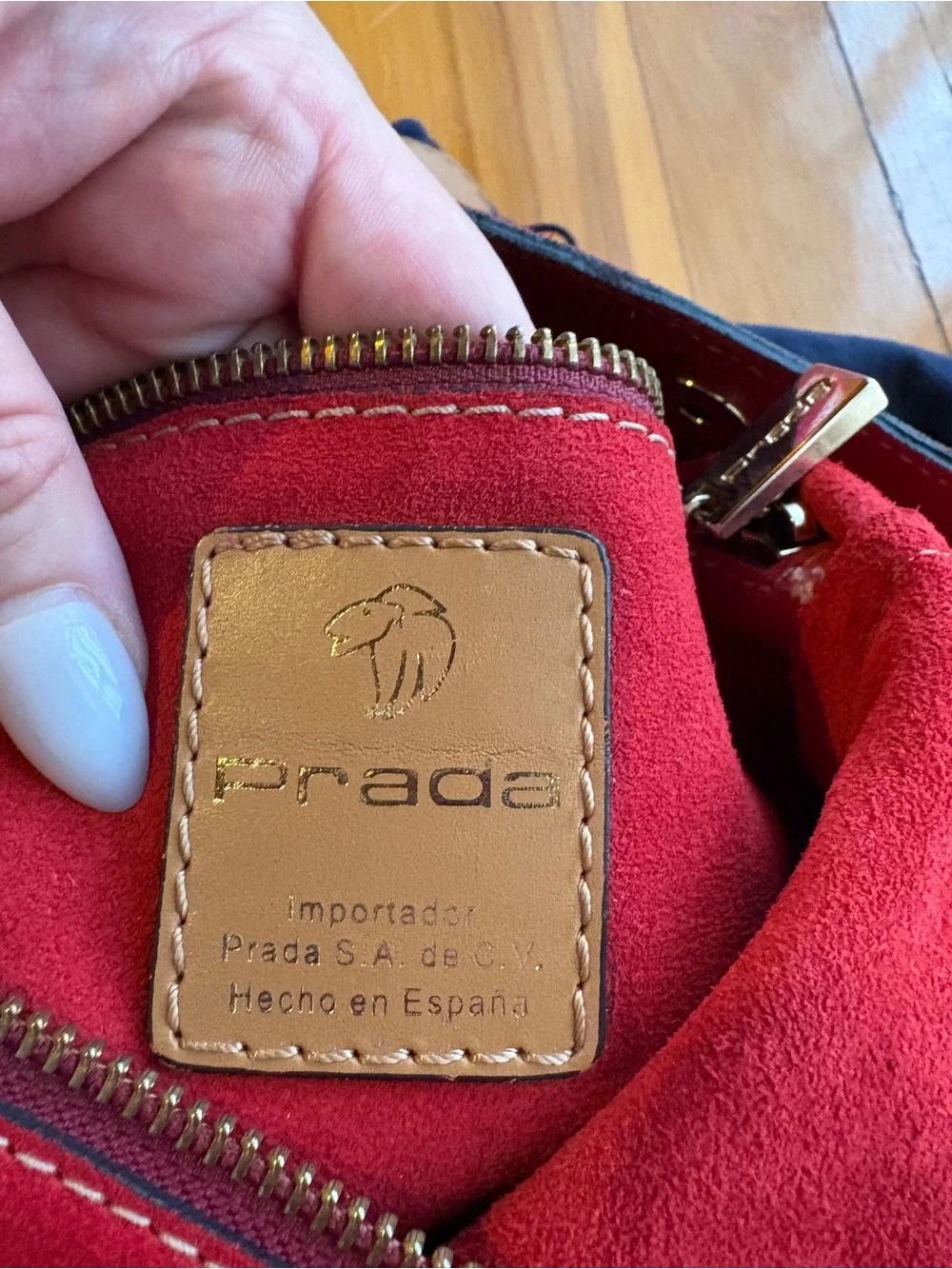 Vintage Prada Red  Woven Suede Shoulder Bag